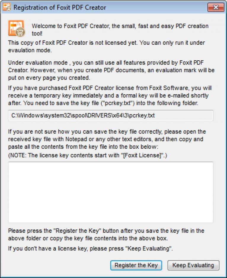 Foxit PDF Creator main screen