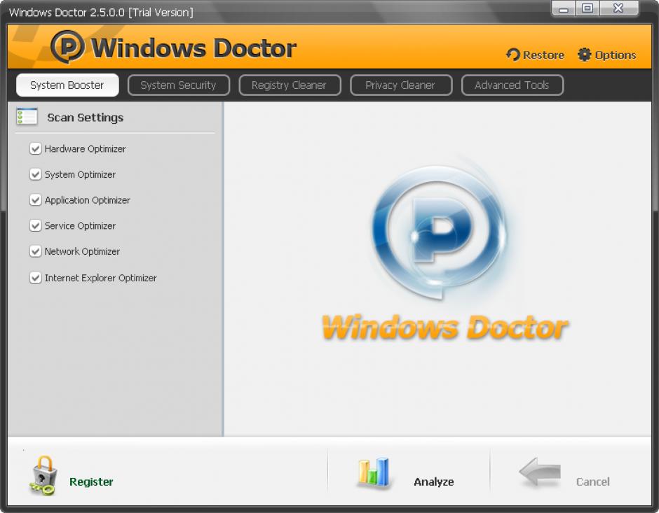 Windows Doctor main screen