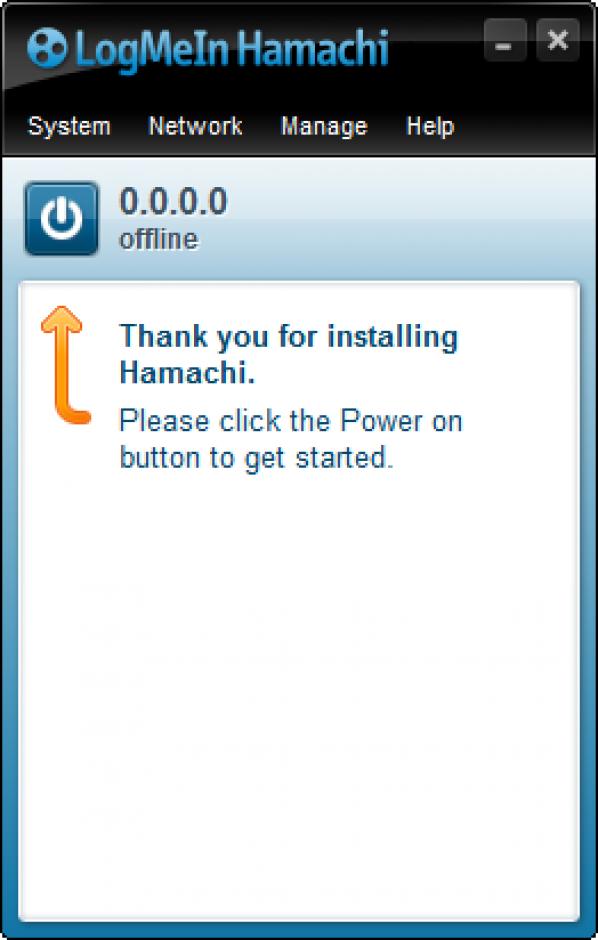 Hamachi main screen