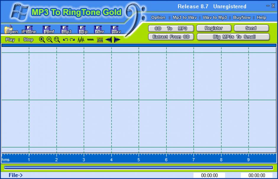 MP3 To Ringtone Gold main screen