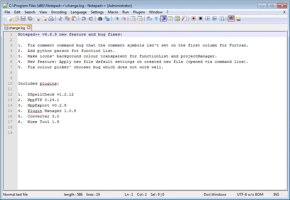 Notepad++ main screen