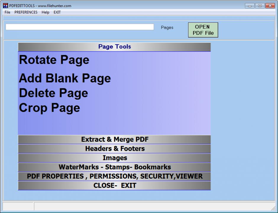 PDF Edit tools main screen