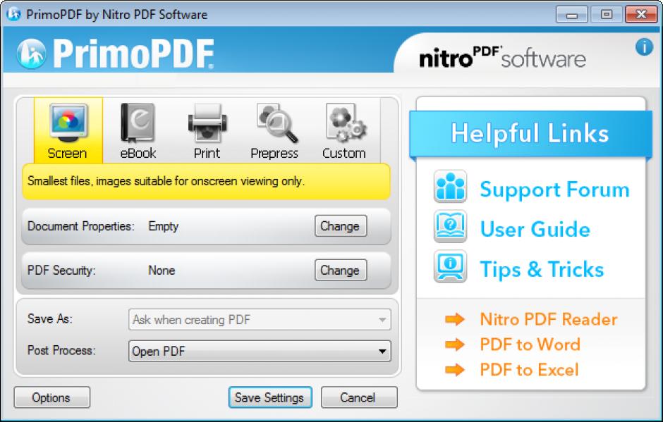 PrimoPDF main screen