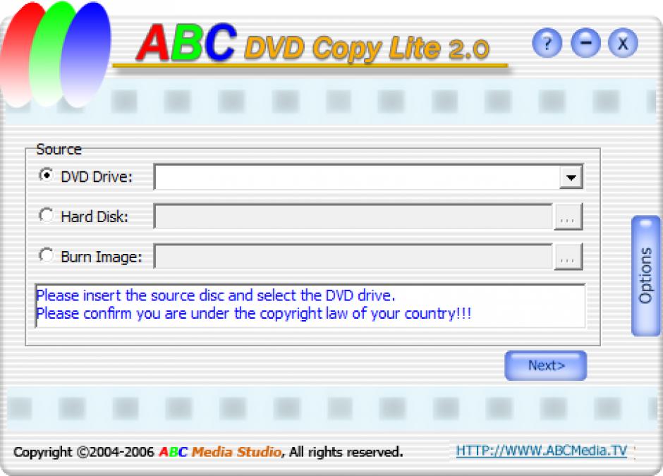 ABC DVD Copy Lite main screen