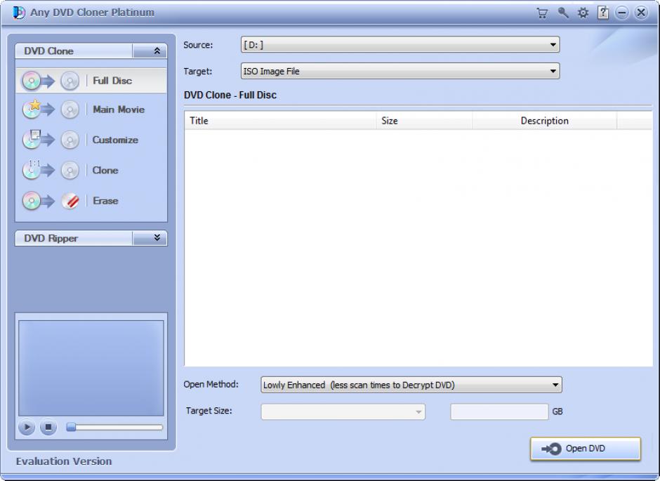 Any DVD Cloner Platinum main screen