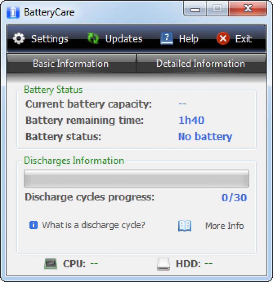 BatteryCare main screen