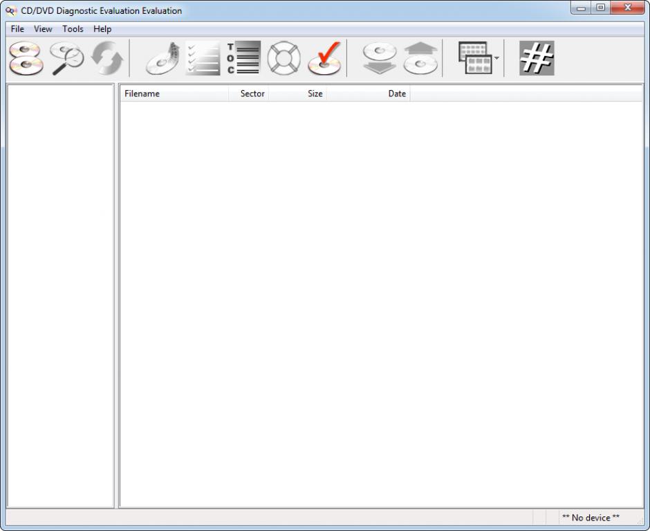 CD/DVD Diagnostic main screen