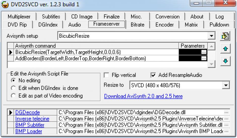 DVD2SVCD main screen