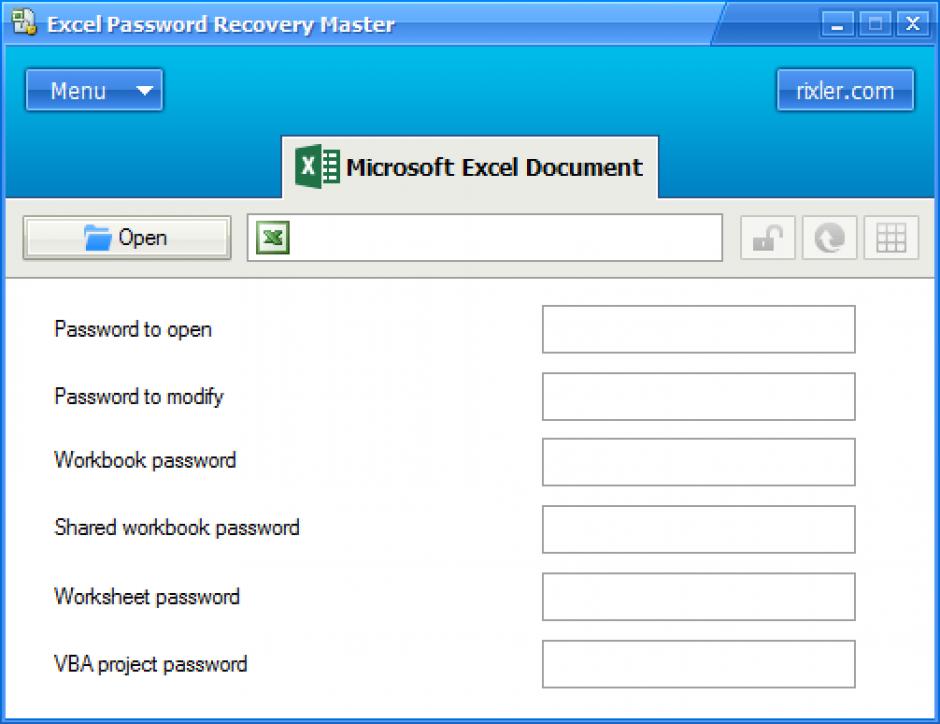 Excel Password Recovery Master main screen