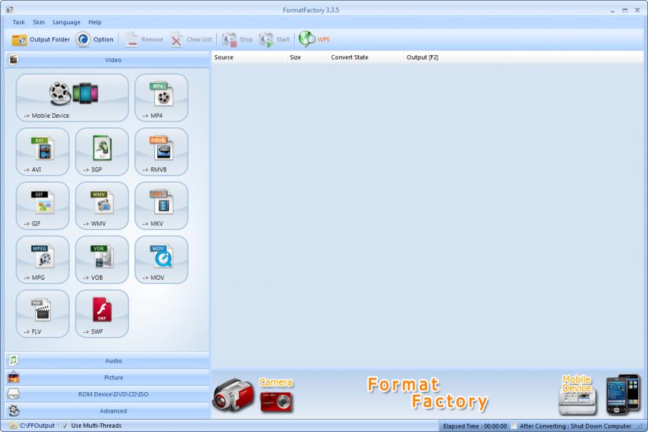 Format Factory main screen