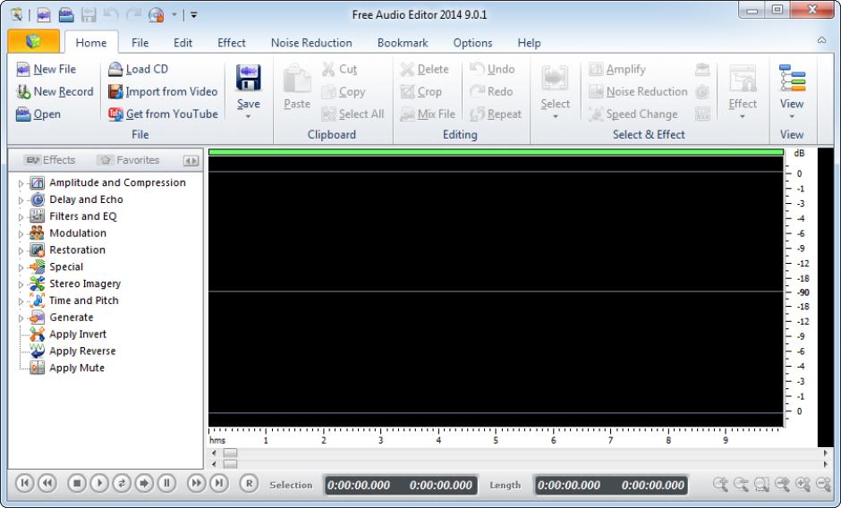 Free Audio Editor 2014 main screen