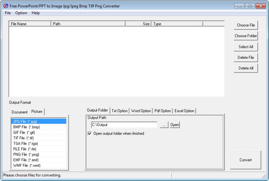 Free PowerPoint-PPT to Image Jpg-Jpeg Bmp Tiff Png Converter main screen