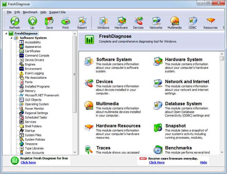 FreshDiagnose main screen