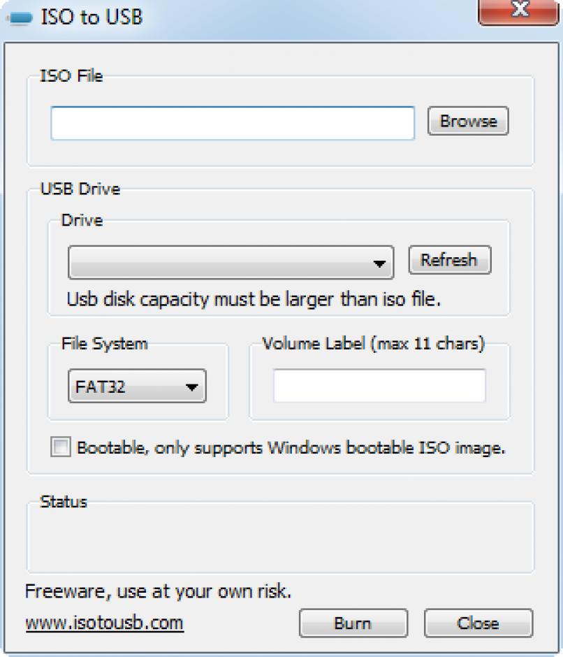 ISO to USB main screen
