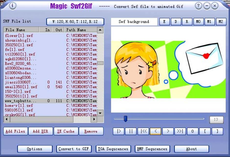 Magic Swf2Gif main screen
