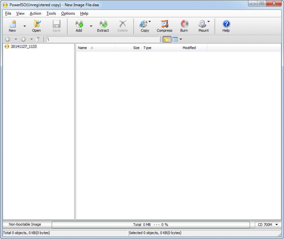 PowerISO main screen