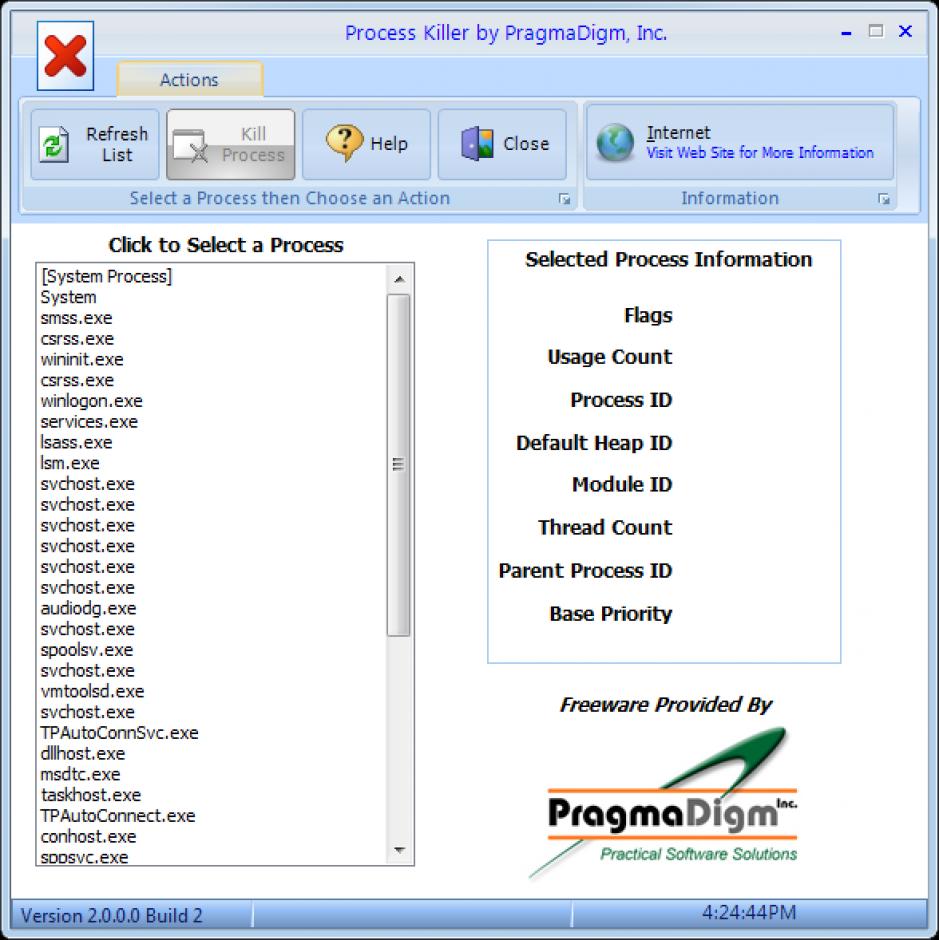 screenshot of program