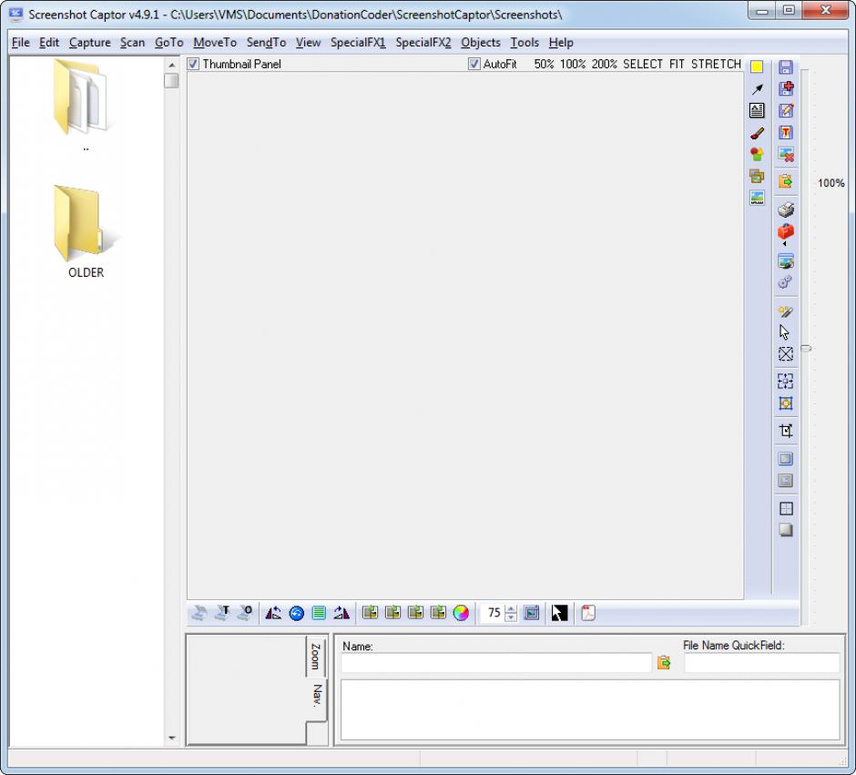 screenshot of program