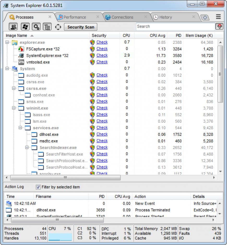 screenshot of program