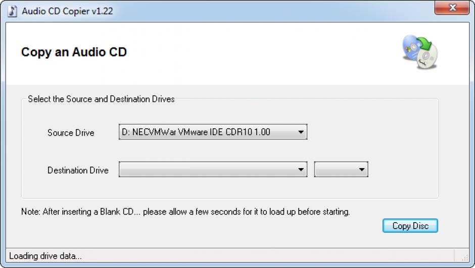 Audio CD Copier main screen