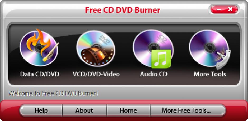 Free CD DVD Burner main screen