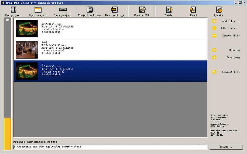 Free DVD Creator main screen