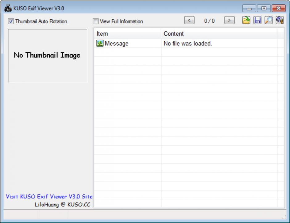 KUSO EXIF Viewer main screen