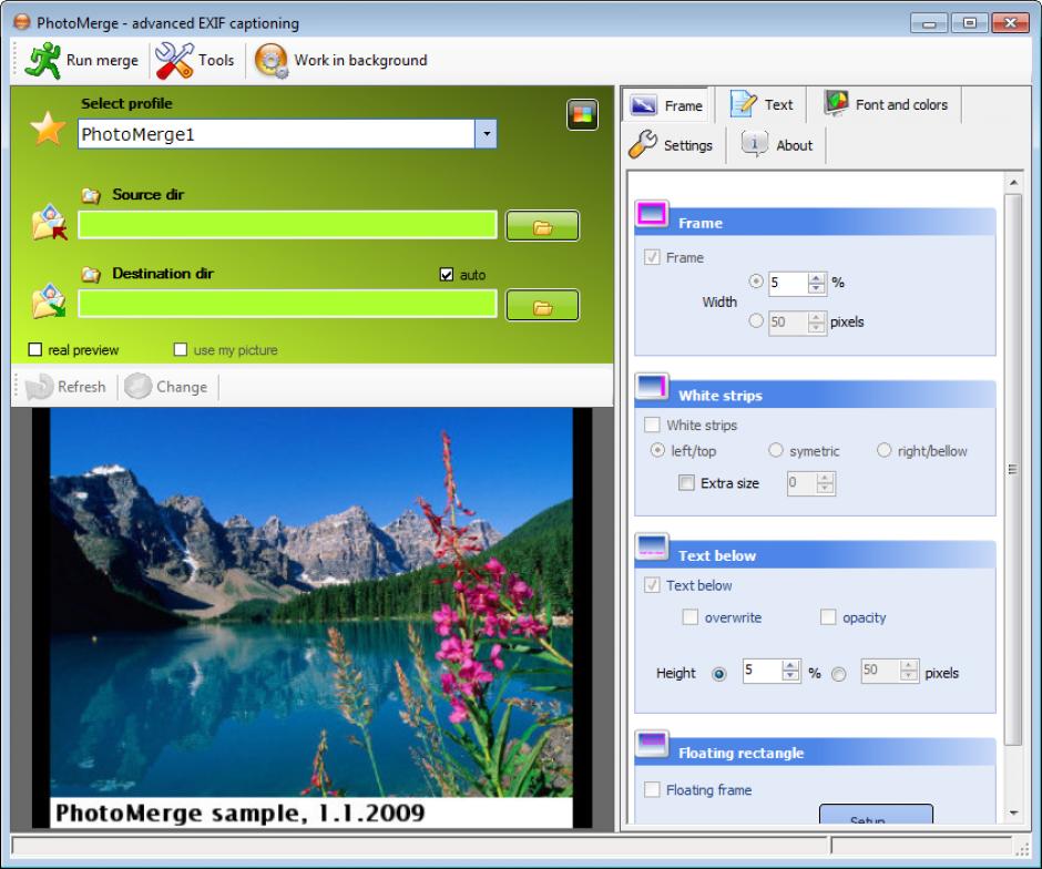 screenshot of program