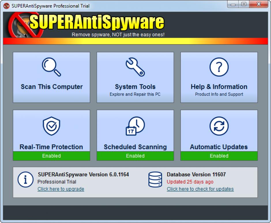 SUPERAntiSpyware Free main screen