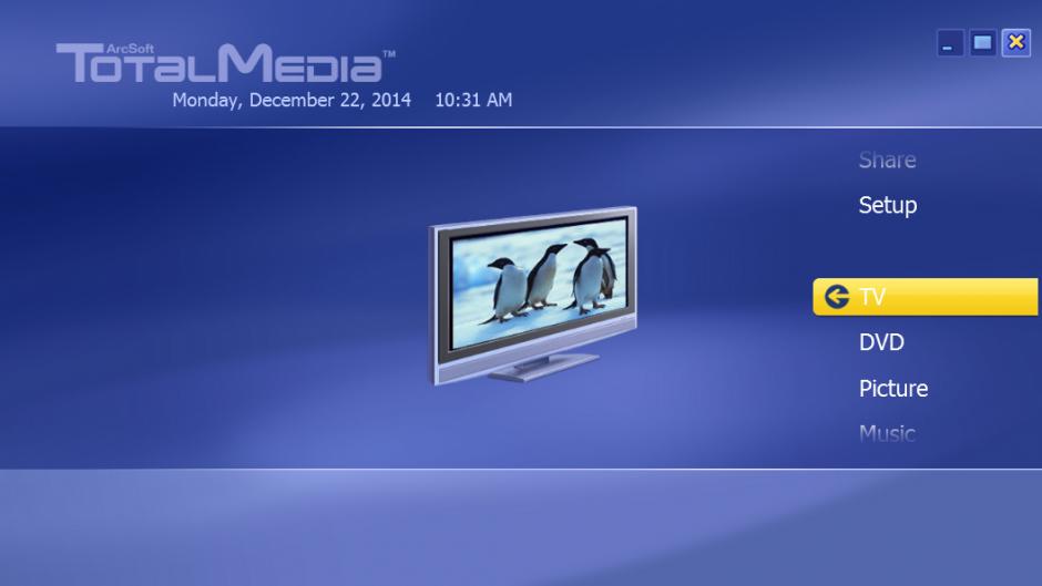 Total Media main screen
