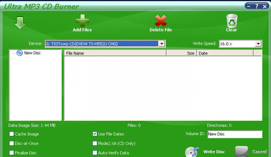 Ultra-MP3-CD-Burner main screen