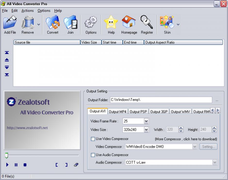 All Video Converter Pro main screen