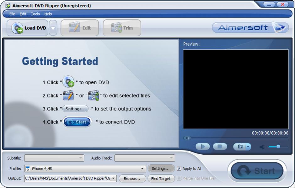 Aimersoft DVD Ripper main screen