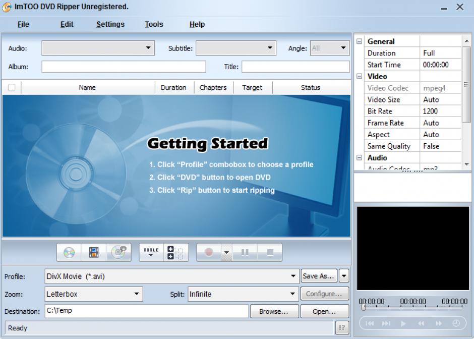 screenshot of program