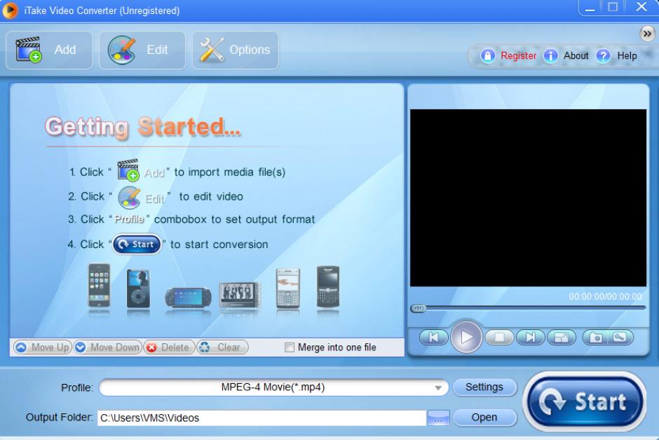 iTake Video Converter main screen