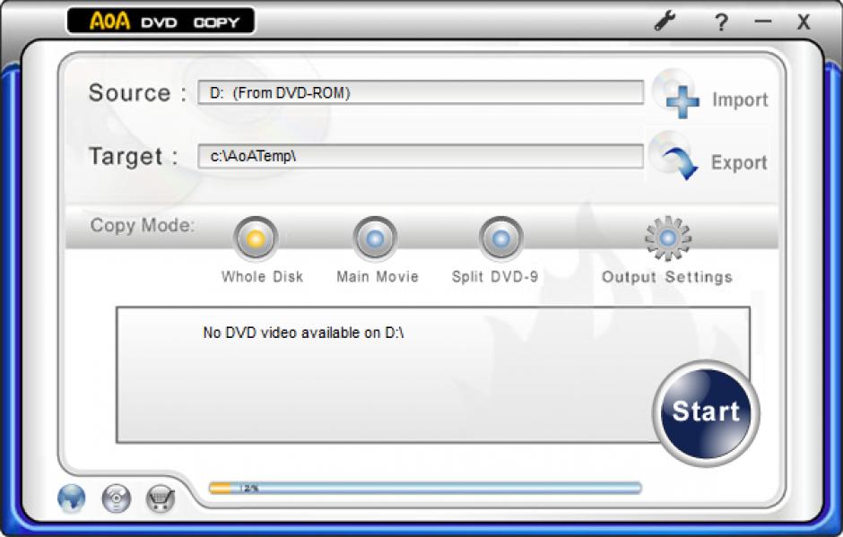 AoA DVD Copy main screen