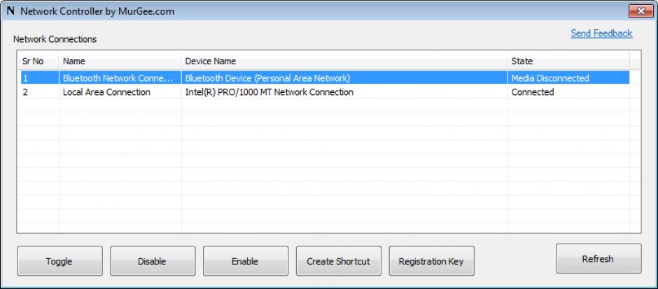 Network Controller main screen