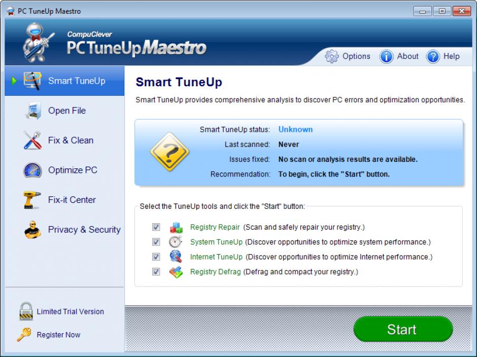 PC TuneUp Maestro main screen