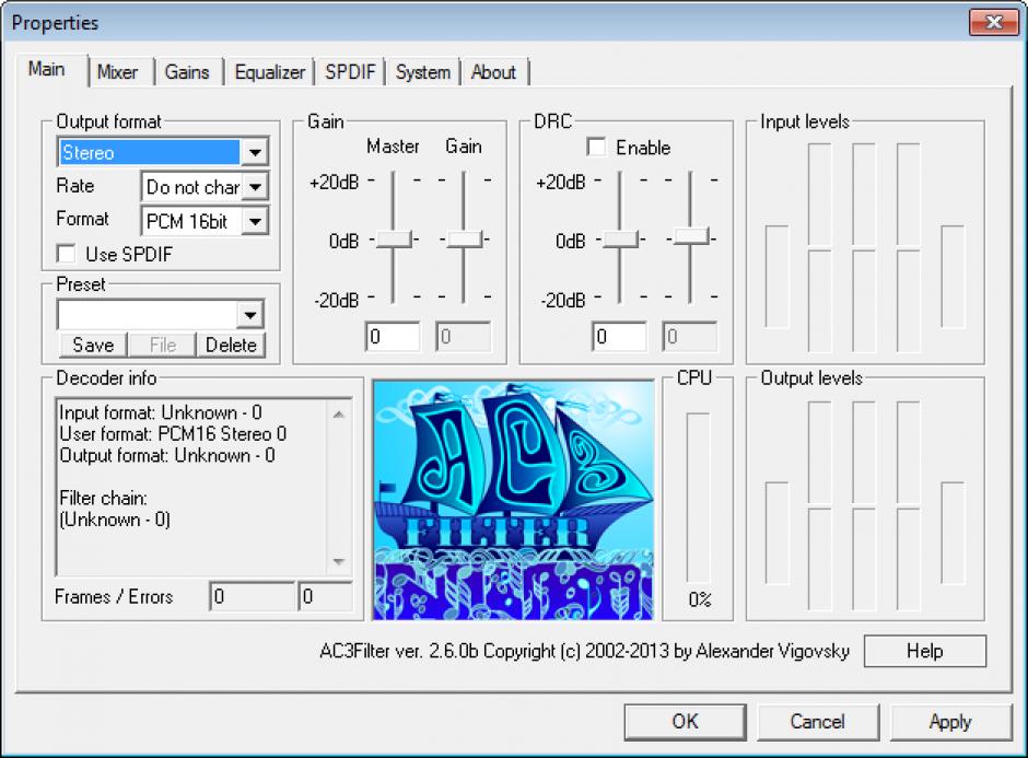 AC3Filter main screen