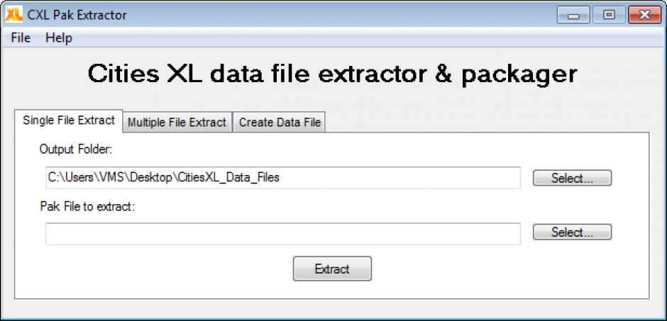 Cities XL Extractor main screen