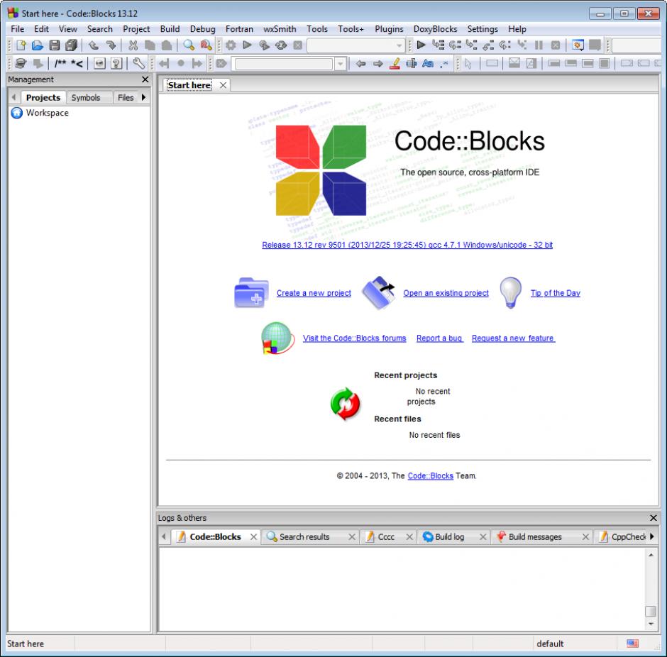 CodeBlocks main screen