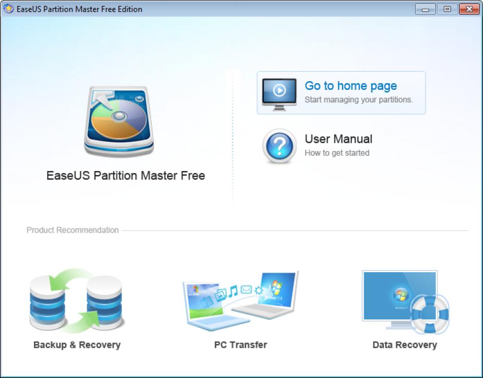 EaseUS Partition Master main screen