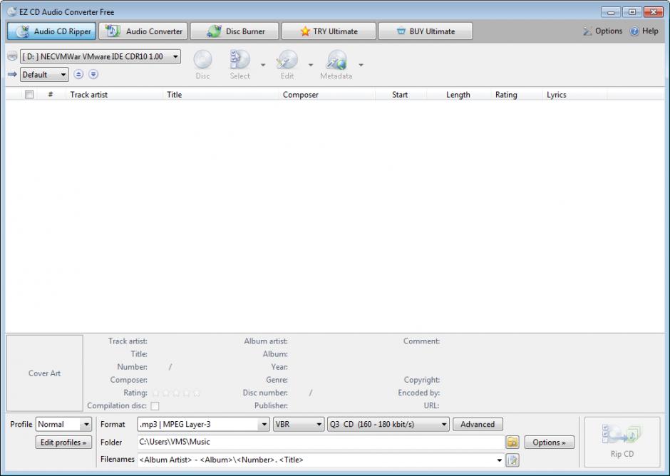 EZ CD Audio Converter main screen