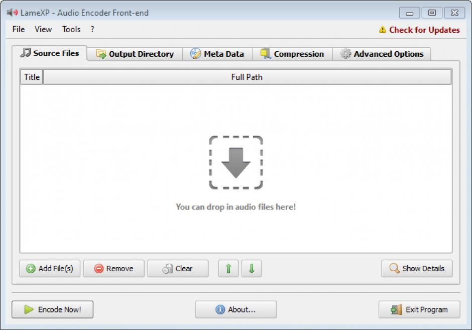 LameXP - Audio Encoder Frontend main screen