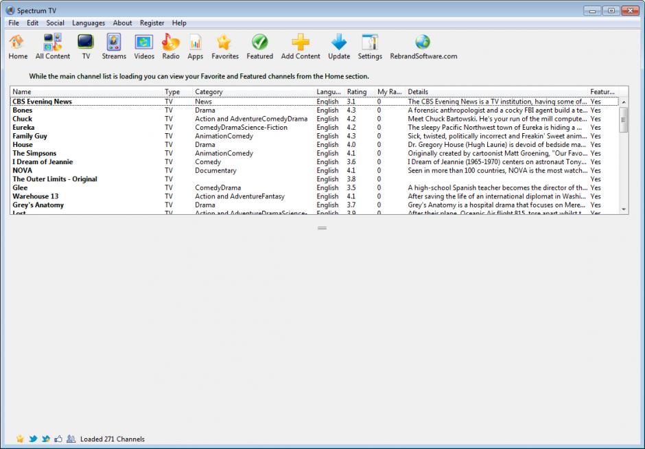 screenshot of program