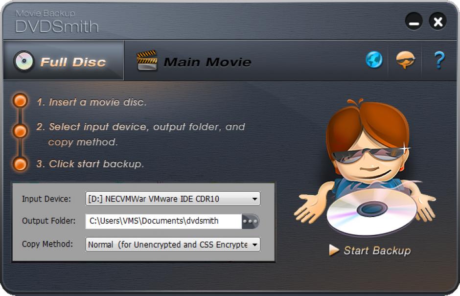 DVDSmith Movie Backup main screen