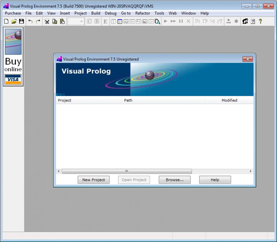 Visual Prolog main screen