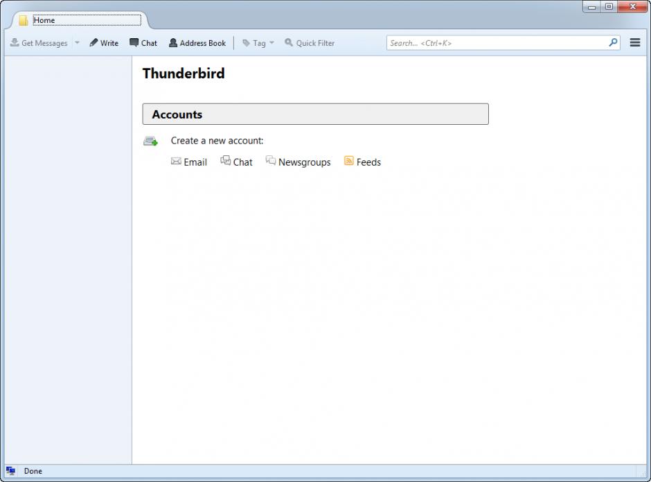 Mozilla Thunderbird main screen