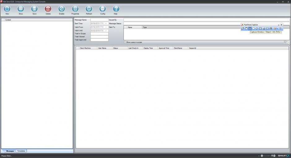 Net Send GUI main screen