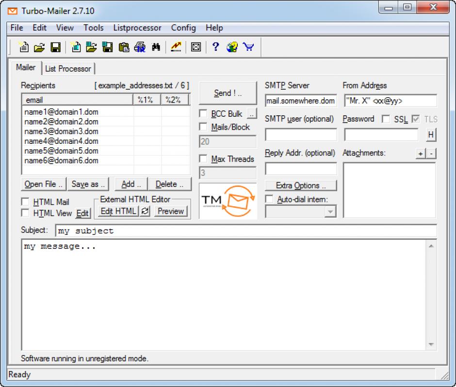 screenshot of program